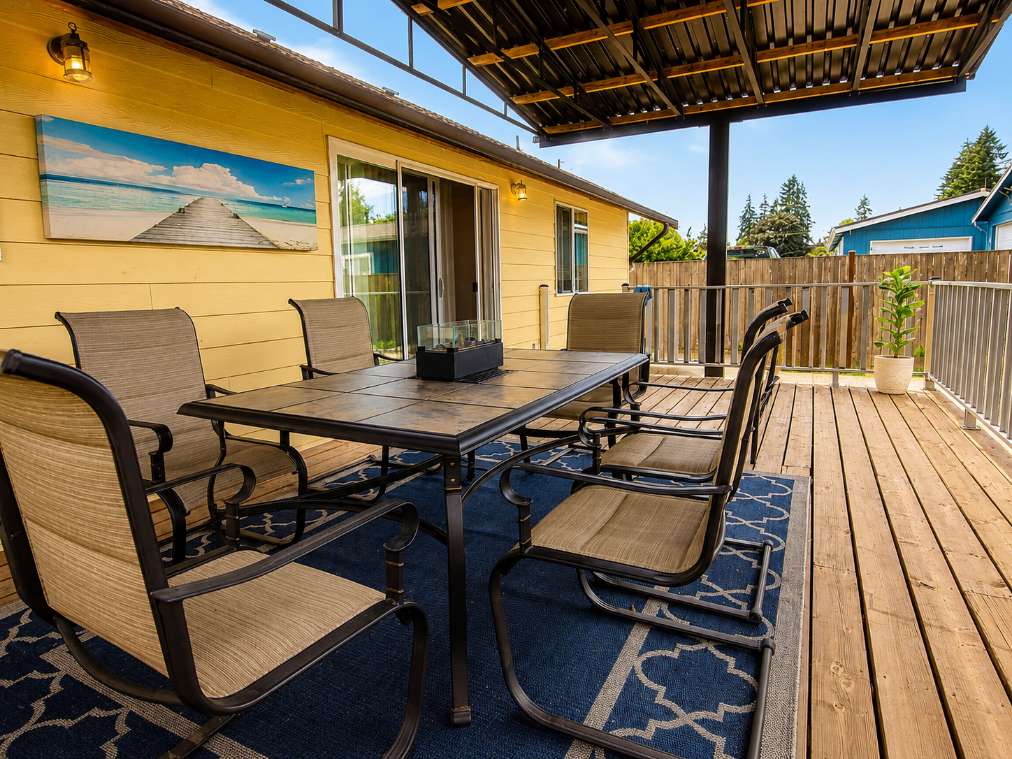Covered patio and deck area at Rahwa Elderly Care